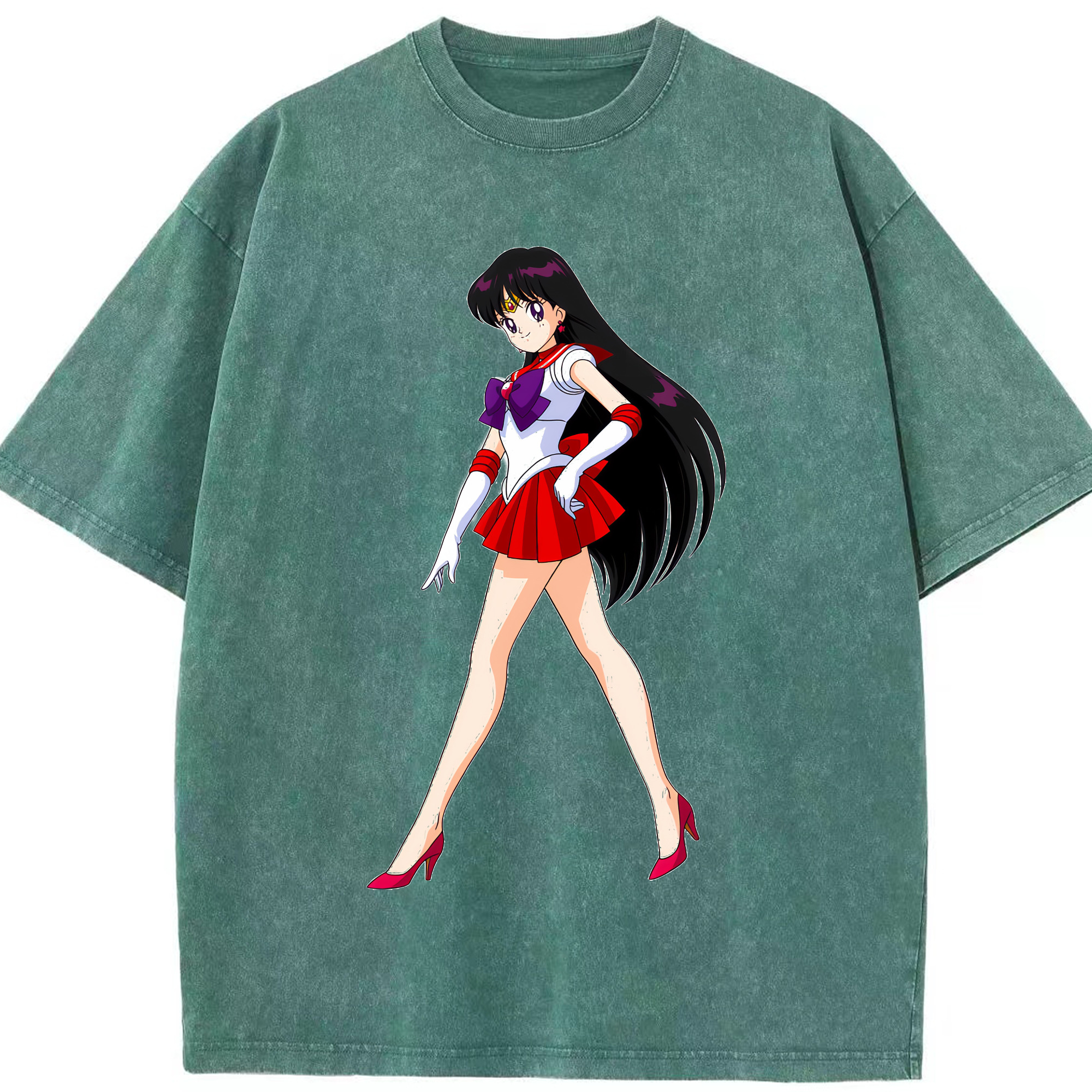 （画像用） 美少女戦士セーラームーン 火野レイ ひの レイ Sailor Moon Hino Rei （セーラーマーズ,Sailor Mars） 綿100% ヴィンテージ風 半袖Tシャツ（フロントプリント）